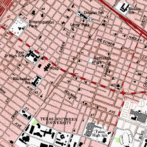 Topographic Map of New Birth Missionary Baptist Church, TX