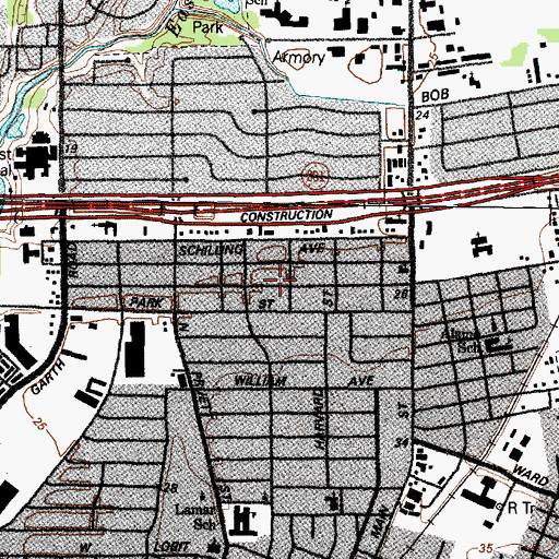 Topographic Map of New Home Missionary Baptist Church, TX