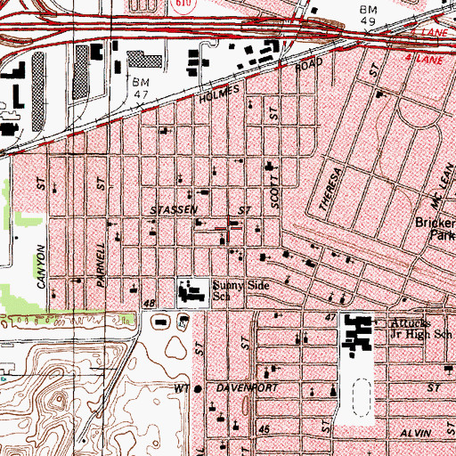 Topographic Map of New Jerusalem Missionary Baptist Church, TX