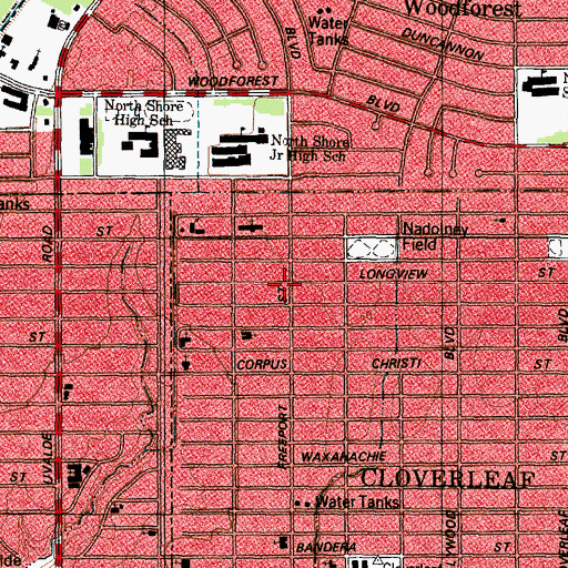 Topographic Map of New Life Missionary Baptist Church, TX