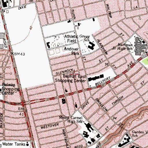 Topographic Map of New Peaceful Rest Baptist Church, TX