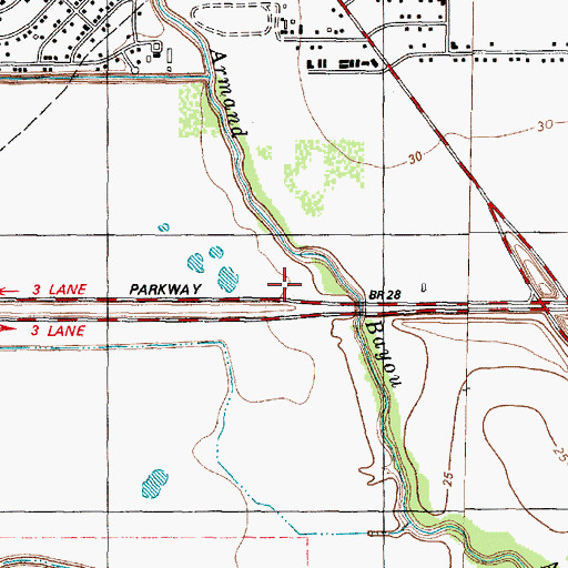 Topographic Map of Memorial Baptist Church of Pasadena, TX