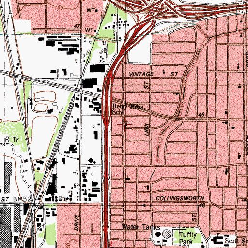 Topographic Map of Mission Baptist Church, TX