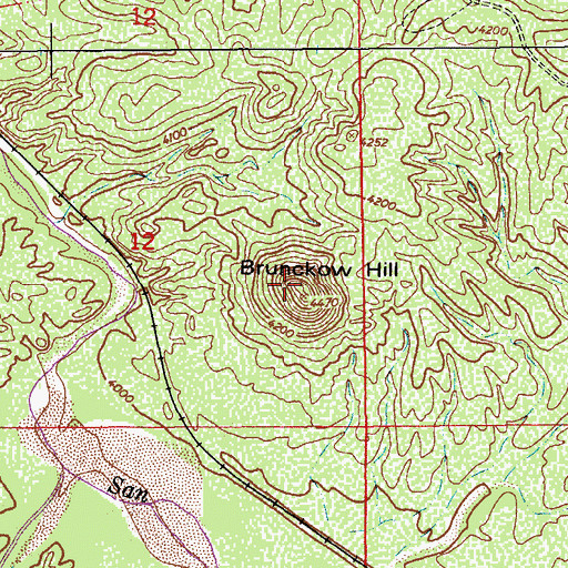 Topographic Map of Brunckow Hill, AZ