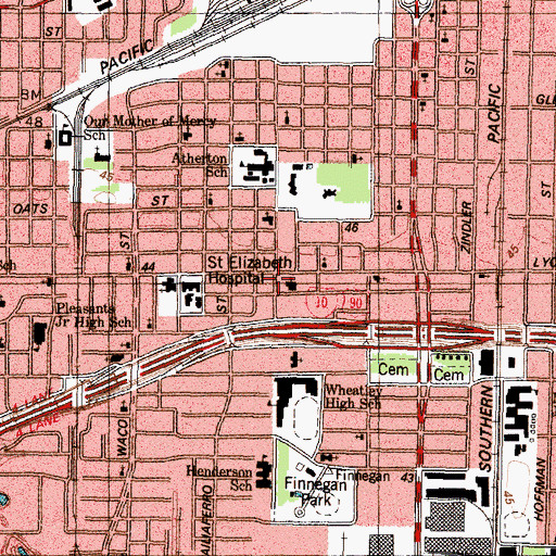 Topographic Map of Mount Carmel Baptist Church, TX