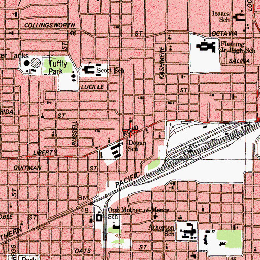 Topographic Map of Mount Herman Baptist Church, TX
