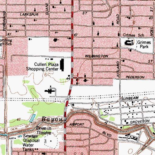 Topographic Map of Mount Moriah Baptist Church, TX