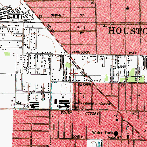 Topographic Map of Mount Olive Baptist Church, TX