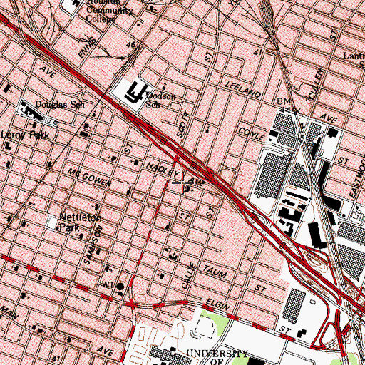 Topographic Map of Mount Olive Baptist Church, TX