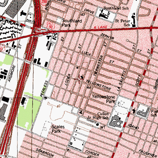 Topographic Map of Mount Olive Baptist Church, TX