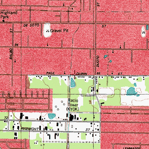 Topographic Map of Mount Olive Missionary Baptist Church, TX