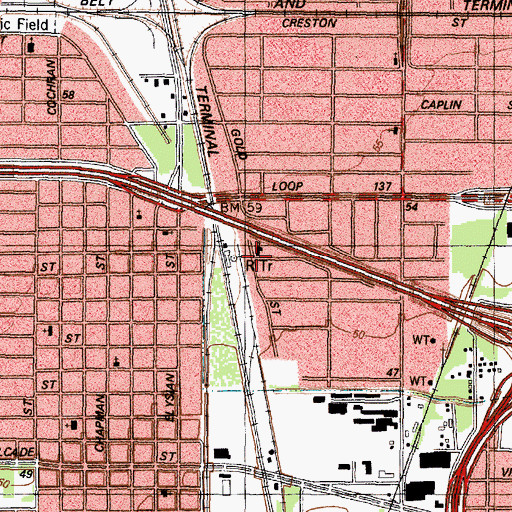 Topographic Map of Mount Pilgrim Baptist Church, TX