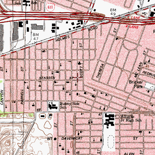 Topographic Map of Mount Vernon Baptist Church, TX