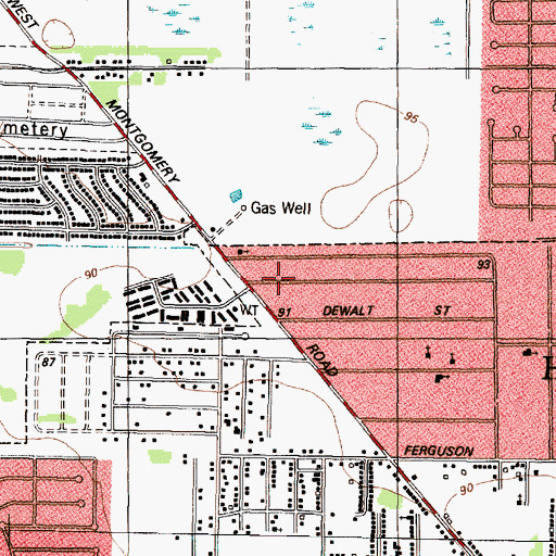 Topographic Map of Magnolia Baptist Church, TX