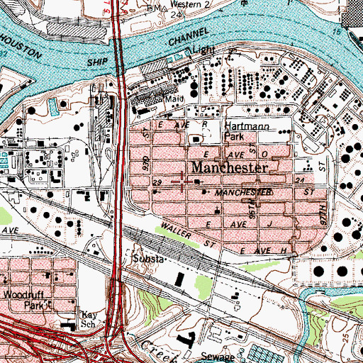 Topographic Map of Manchester Baptist Church, TX