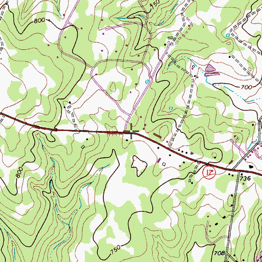Topographic Map of Ranch Road 12 Baptist Mission Church, TX