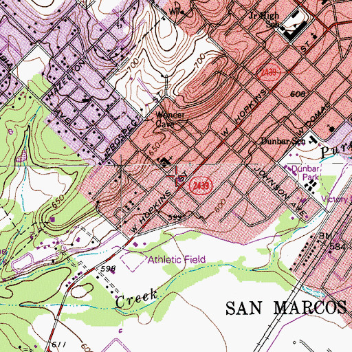 Topographic Map of Second Baptist Church, TX