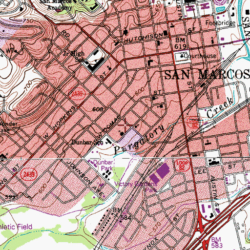 Topographic Map of Pentecostal Temple Church of God in Christ, TX