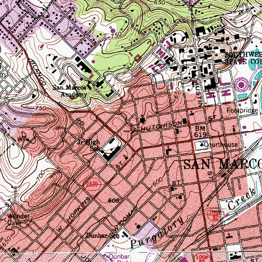 Topographic Map of First Presbyterian Church, TX
