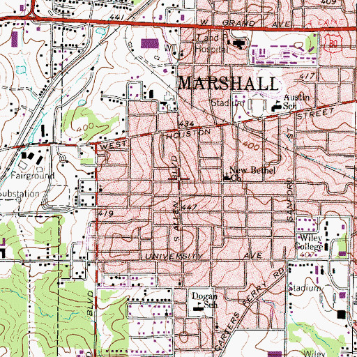 Topographic Map of Ward Chapel African Methodist Episcopal Church, TX