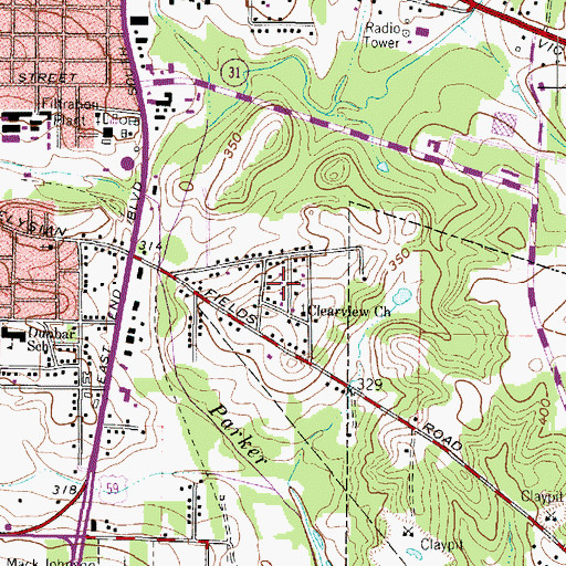 Topographic Map of Clearview Baptist Church, TX
