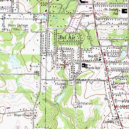 Topographic Map of Fairview Baptist Church, TX