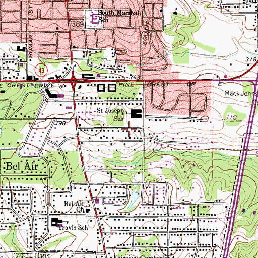 Topographic Map of Greenhill Baptist Church, TX