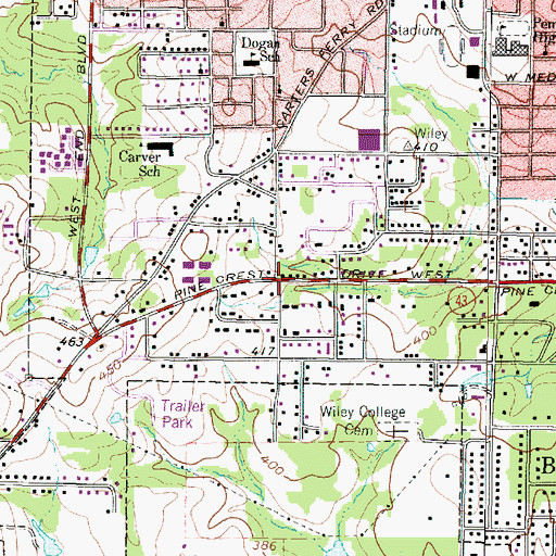 Topographic Map of Immanuel Baptist Church, TX