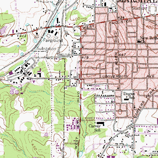 Topographic Map of Peoples Missionary Baptist Church, TX