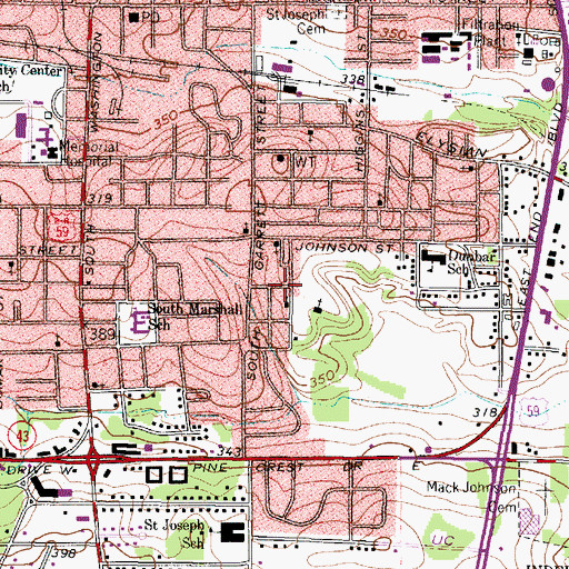 Topographic Map of Saint Mark Baptist Church, TX