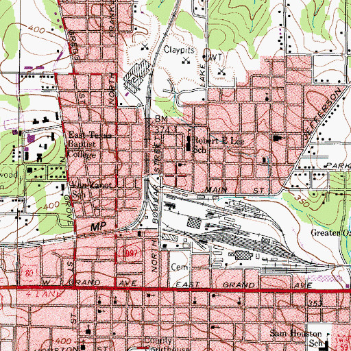 Topographic Map of Second Baptist Church, TX