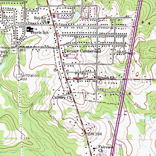 Topographic Map of Sunset Missionary Baptist Church, TX