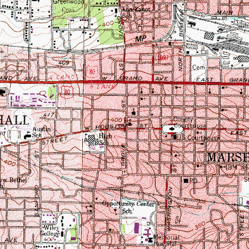 Topographic Map of Trinity Episcopal Church, TX