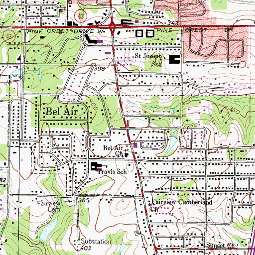 Topographic Map of Wesley United Methodist Church, TX