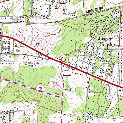 Topographic Map of Cumberland Presbyterian Church, TX