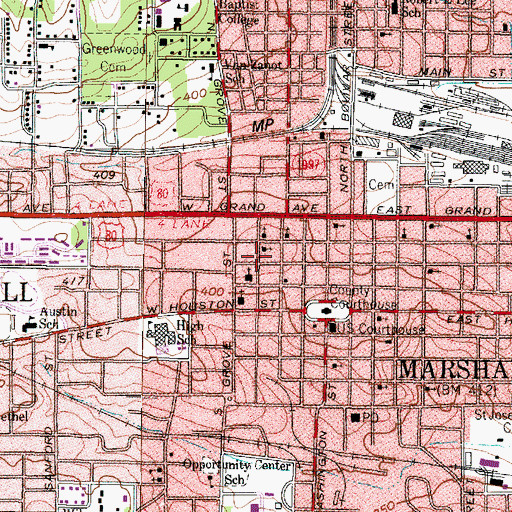 Topographic Map of First Presbyterian Church, TX