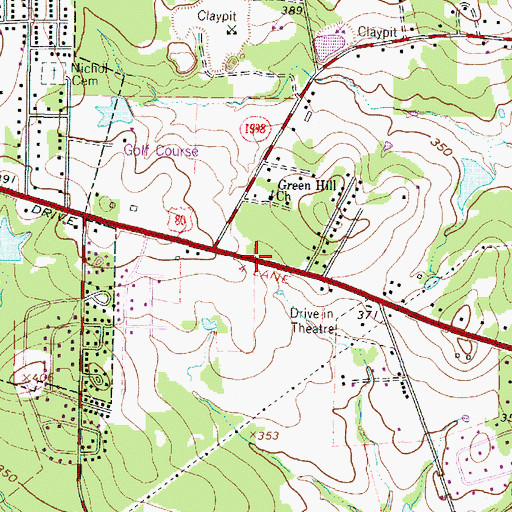Topographic Map of Marshall Evangelical Presbyterian Church, TX