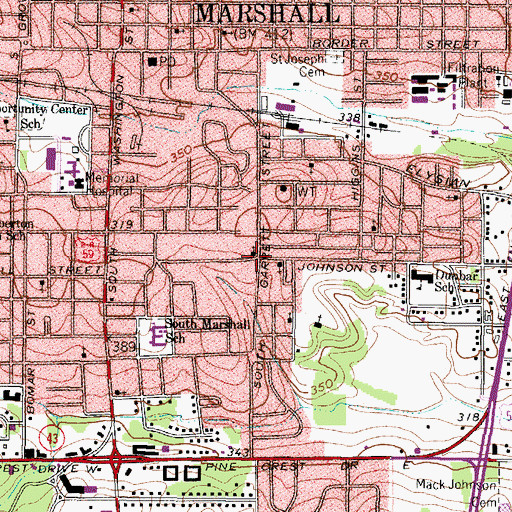 Topographic Map of Emmanuel Seventh Day Adventist Church, TX