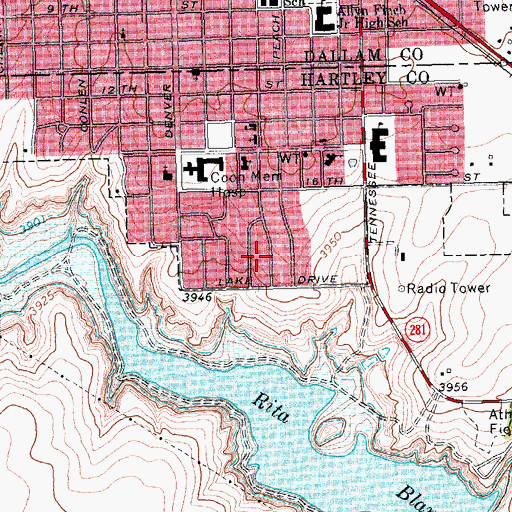 Topographic Map of First Presbyterian Church, TX