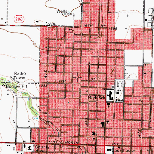 Topographic Map of First Baptist Church, TX