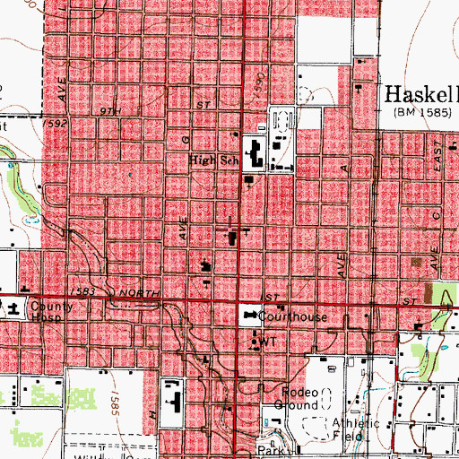 Topographic Map of Church of Christ, TX