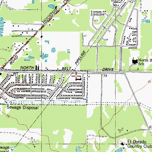 Topographic Map of Eastex Oaks Church, TX