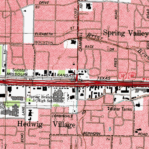 Topographic Map of Grace Community Church of Houston, TX