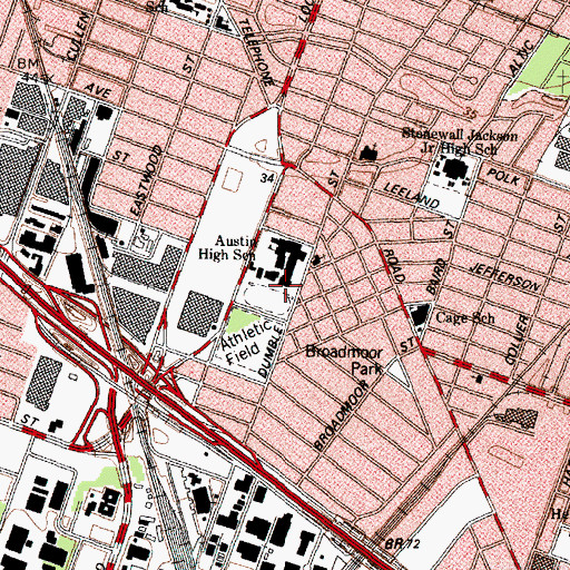 Topographic Map of Houston Christian Assembly Church, TX