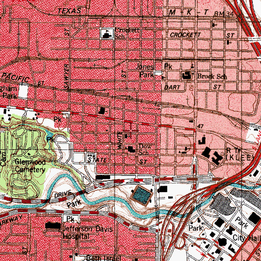 Topographic Map of Metropolitan Community Church of the Resurrection, TX