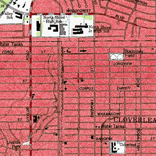 Topographic Map of Miracle Deliverance Holiness Church, TX
