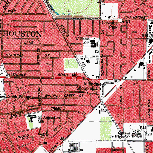 Topographic Map of Oak Meadows Church of God of Prophecy, TX