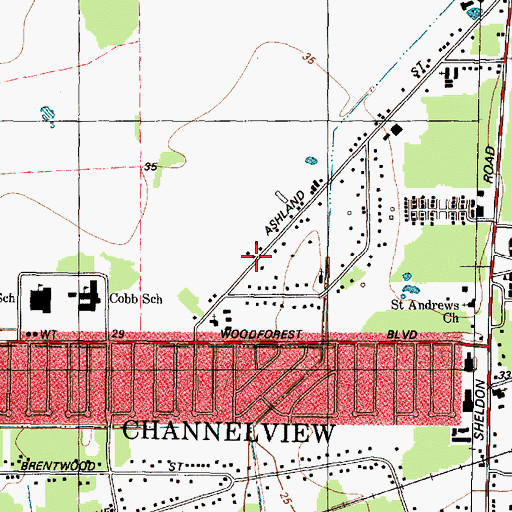 Topographic Map of Praise Community Church, TX