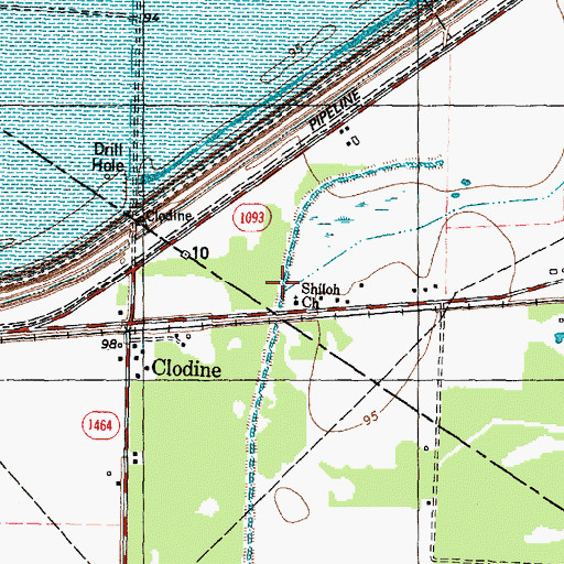 Topographic Map of Shiloh Church, TX