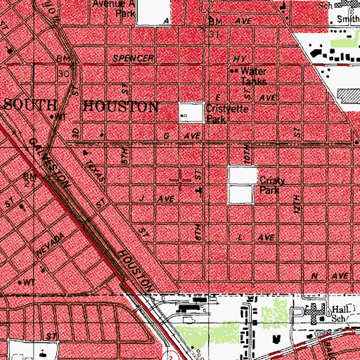 Topographic Map of South Houston Bible Chapel Church, TX